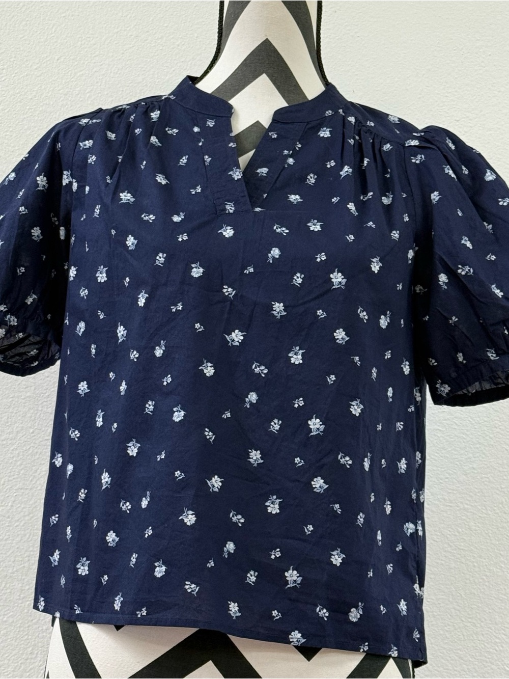 Levi's Navy Blue Floral Short-Sleeve Blouse